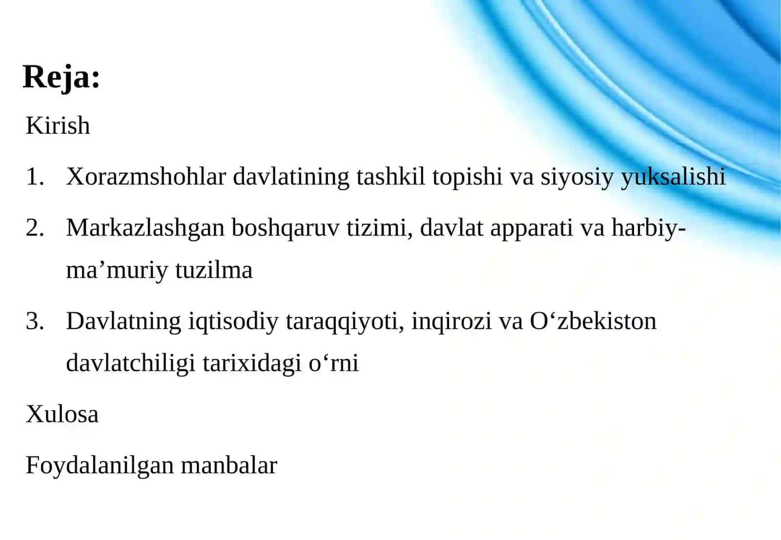 Xorazmshohlar davlati markazlashgan boshqaruv tizimining shakllanishi va rivojlanishi.pptx 2