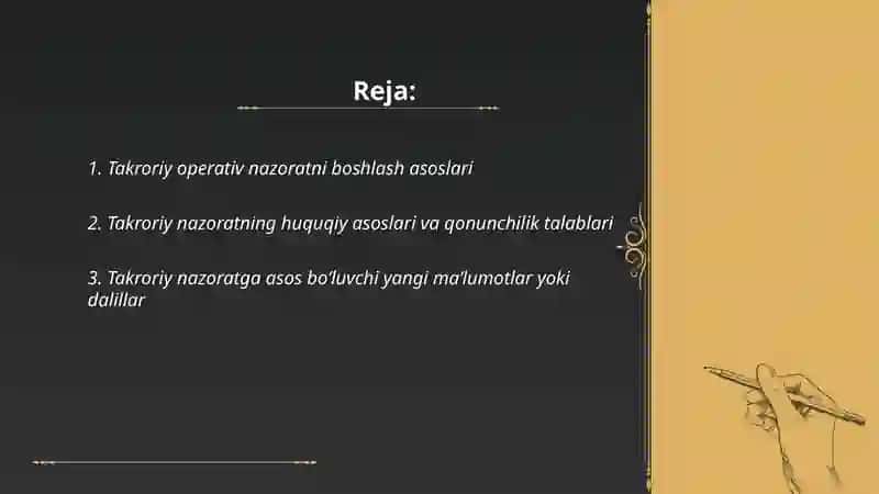Takroriy operativ nazorat qanday hollarda amalga oshiriladi? 2