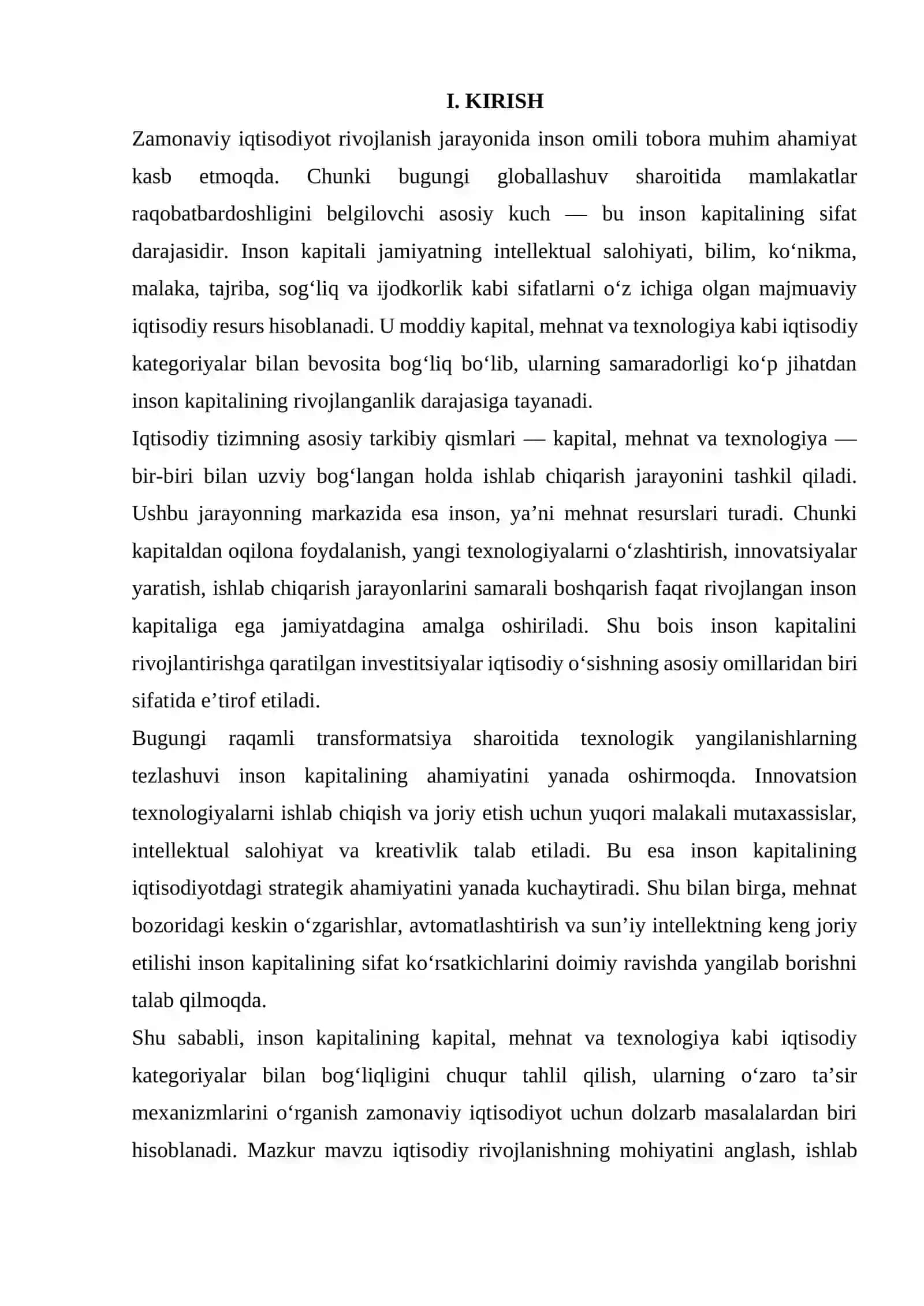 Inson kapitalining iqtisodiy kategoriyalar bilan bog'liq bo‘lishi 2