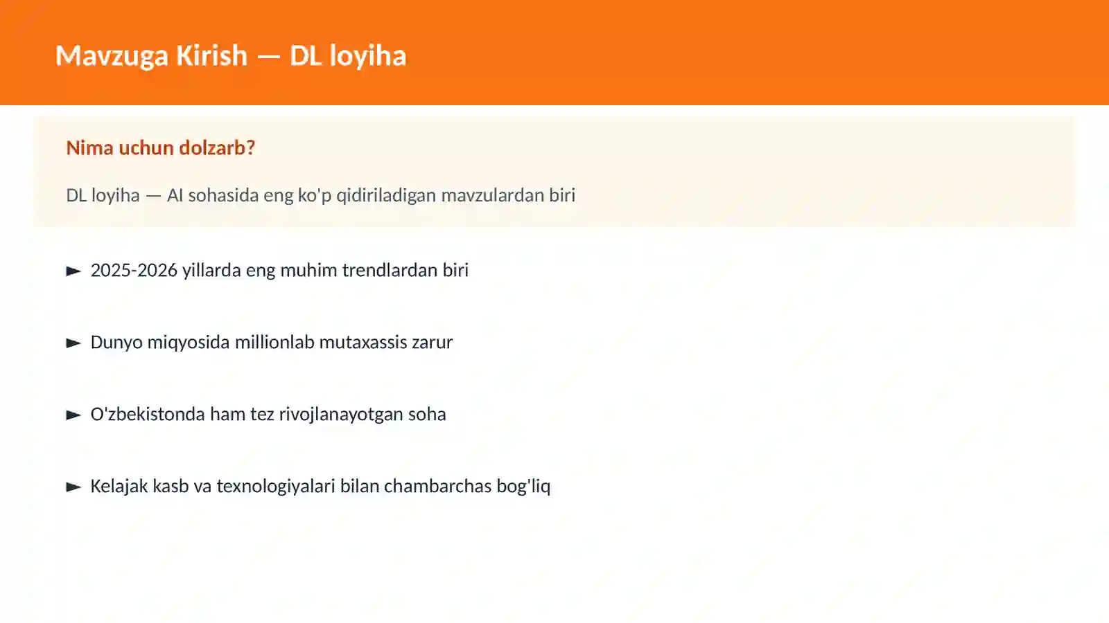AI | DEEP LEARNING VA NEYRON TARMOQLAR 2