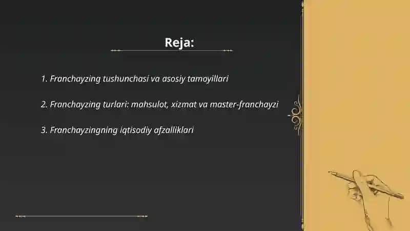 Franchayzing tizimi va uning afzalliklari 2