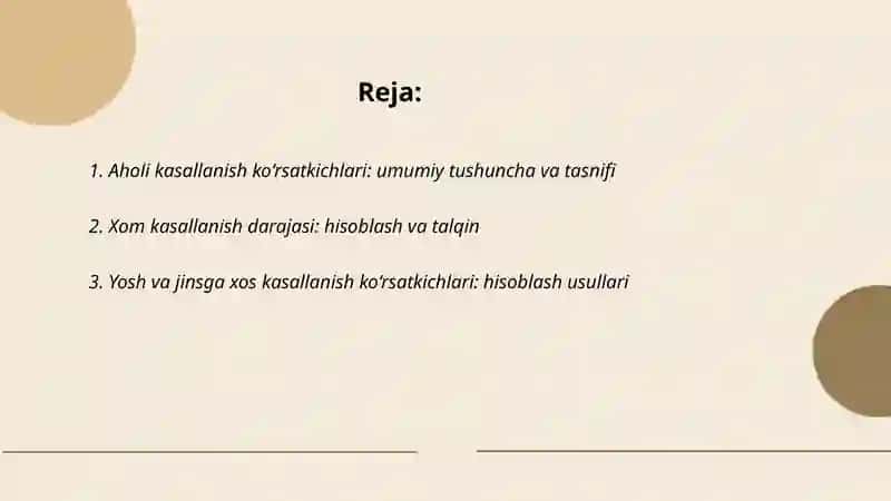 Aholini kasallanish ko‘rsatkichlari va ularni hisoblash usullari 2