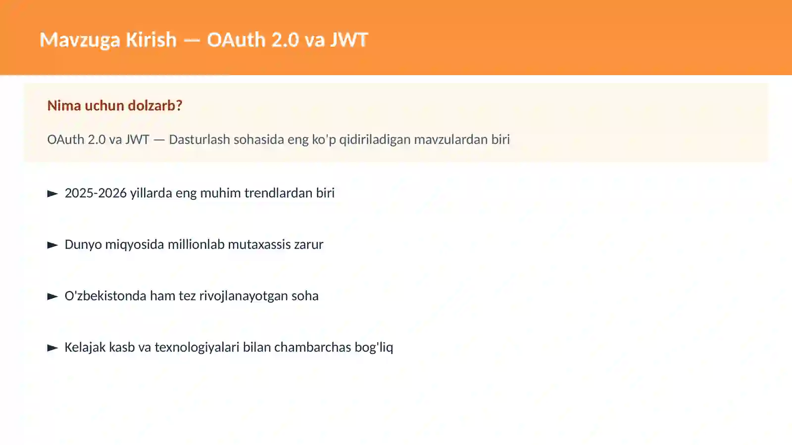 OAuth 2.0 va JWT 2