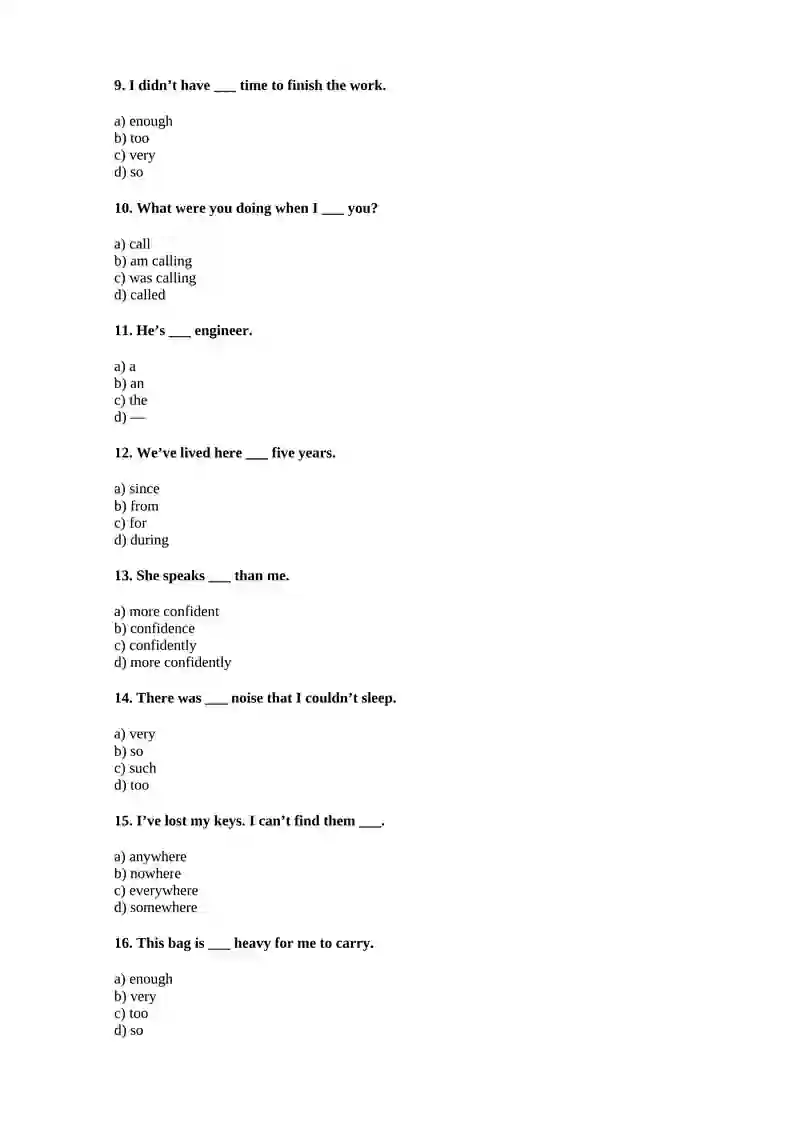 pre-intermediate Test 2