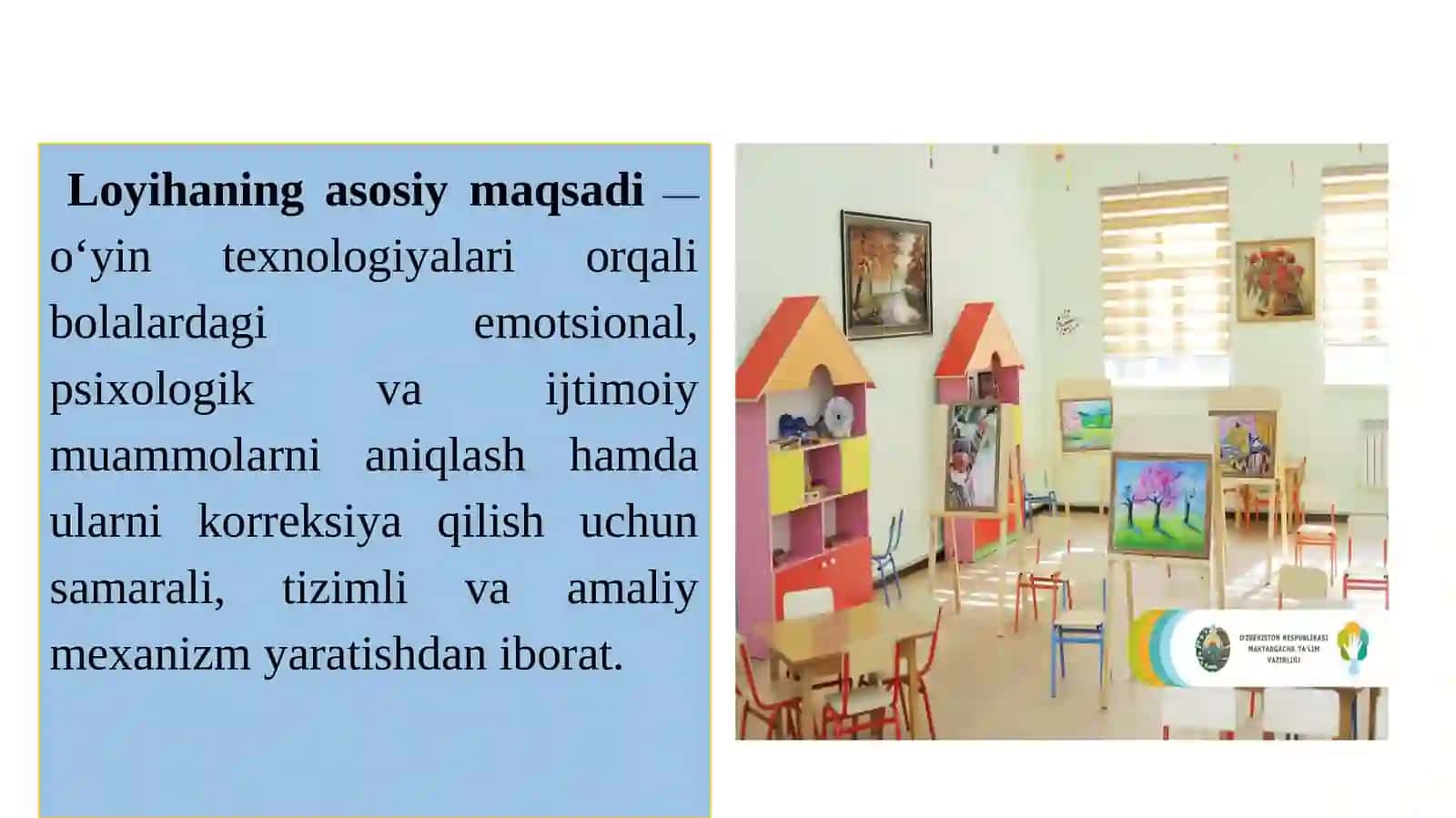 “O‘yin orqali korreksion ishni tashkil etish ”mavzusida bajarilgan LOYIHA ISHI 2