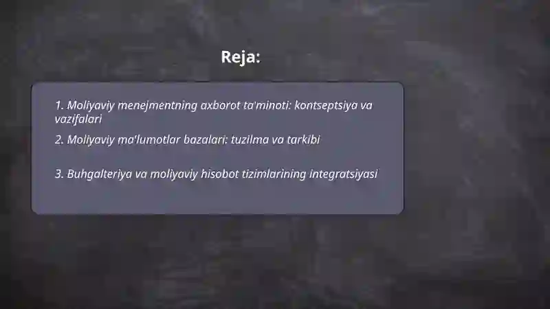 Moliyaviy menejmentning axborot ta'minot bazasi 2
