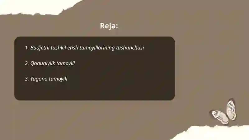 Budjetni tashkil etish tamoyillari 2