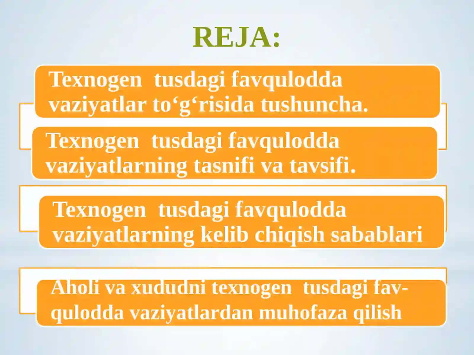Aholi va xududni texnogen FVlardan muhofaza qilish 2