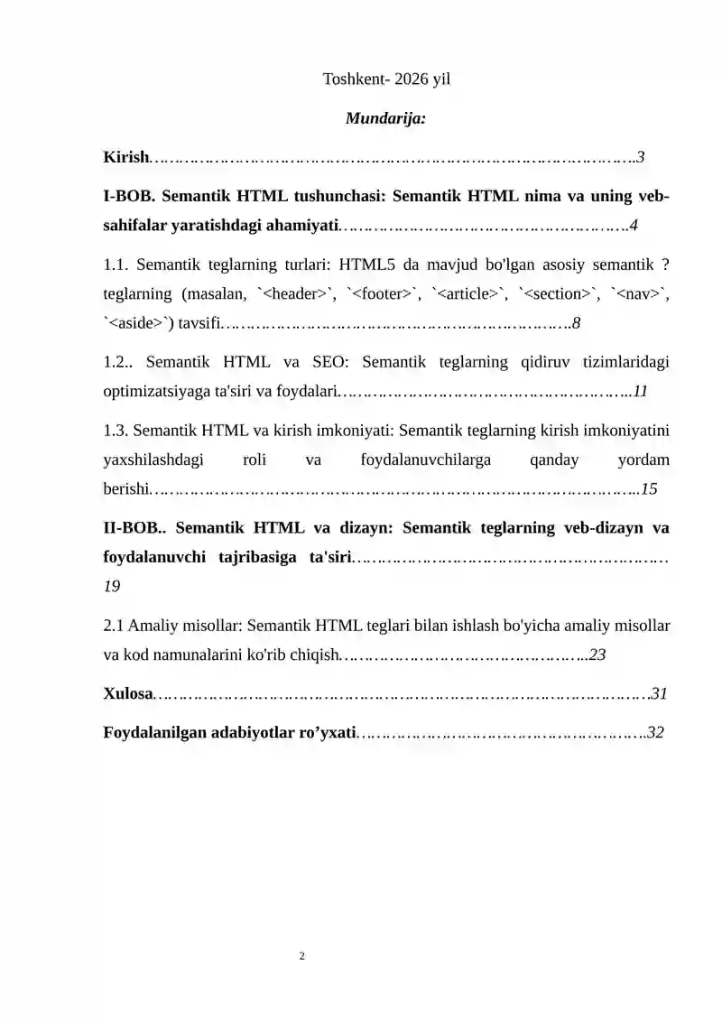 Semantik HTML teglari 2