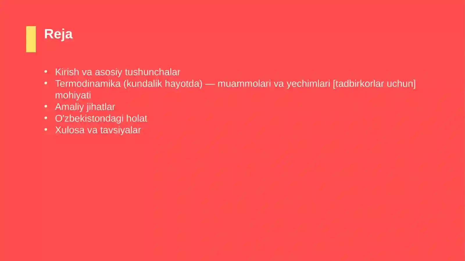 Termodinamika (kundalik hayotda) — muammolari va yechimlari [tadbirkorlar uchun] 2