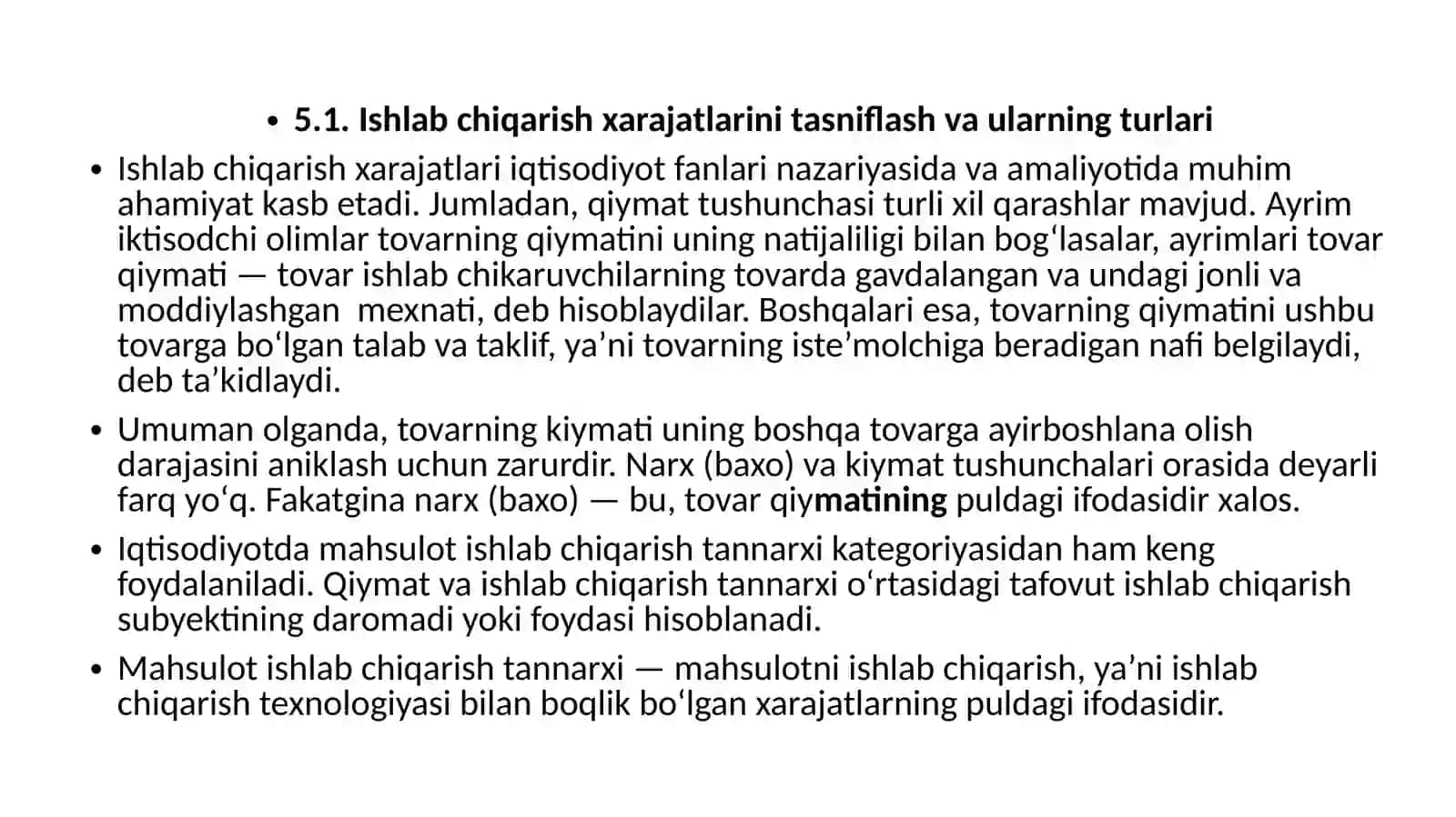 Ishlab chiqarish xarajatlari va ularning turlari 2