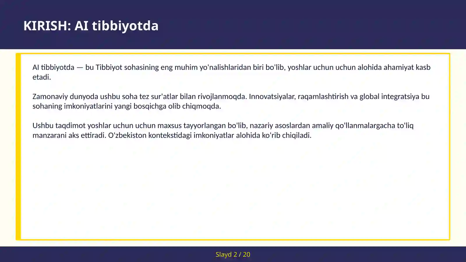 AI TIBBIYOTDA 2