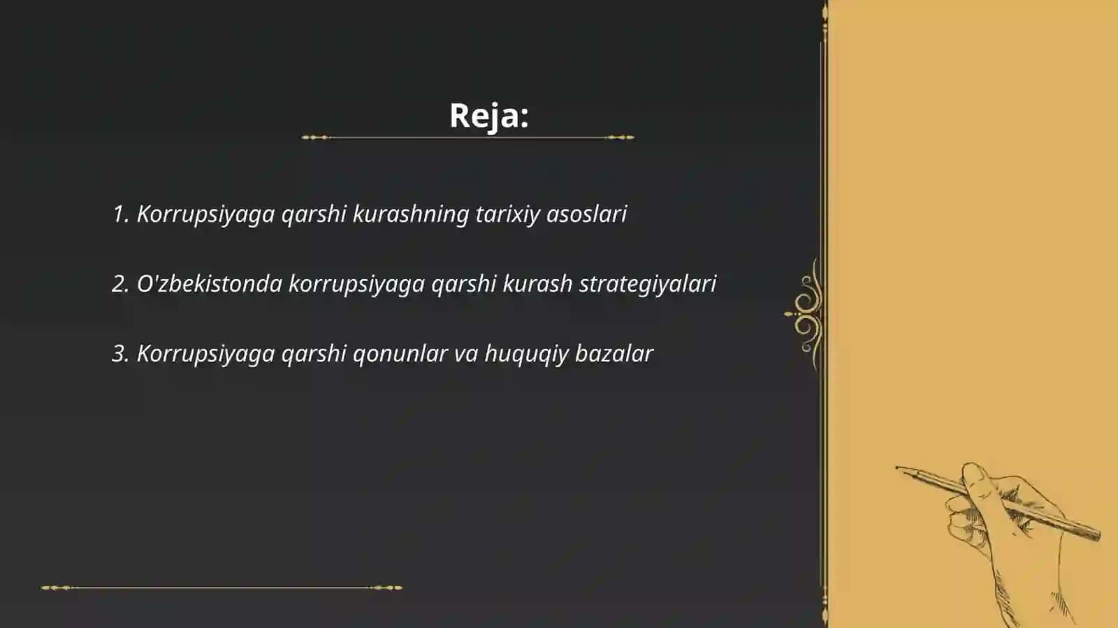 O’zbekistonda korrupsiya qarshi kurashishga oid davlat davlat siyosatining asosiy yo’nalishlarining qiyosiy tahlili 2