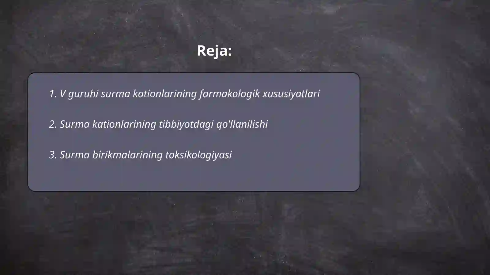 V guruh surma kationlarini tibbiyotda qollanilishi va analitik reaksyalar 2