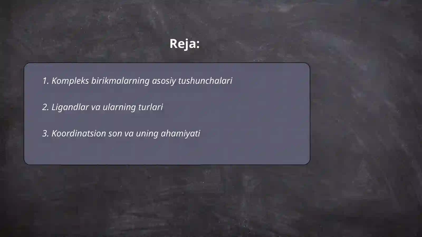 Kompleks birikma nazariyalari va nomenklaturasi 2