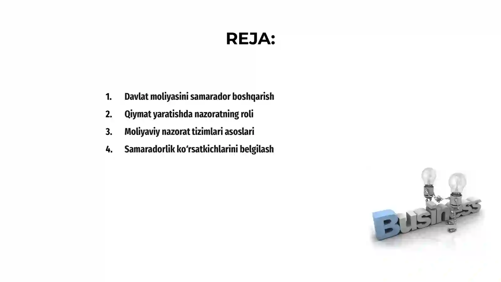 Davlat moliyasini Samaradorlikni boshqarish va nazorat qilish 2