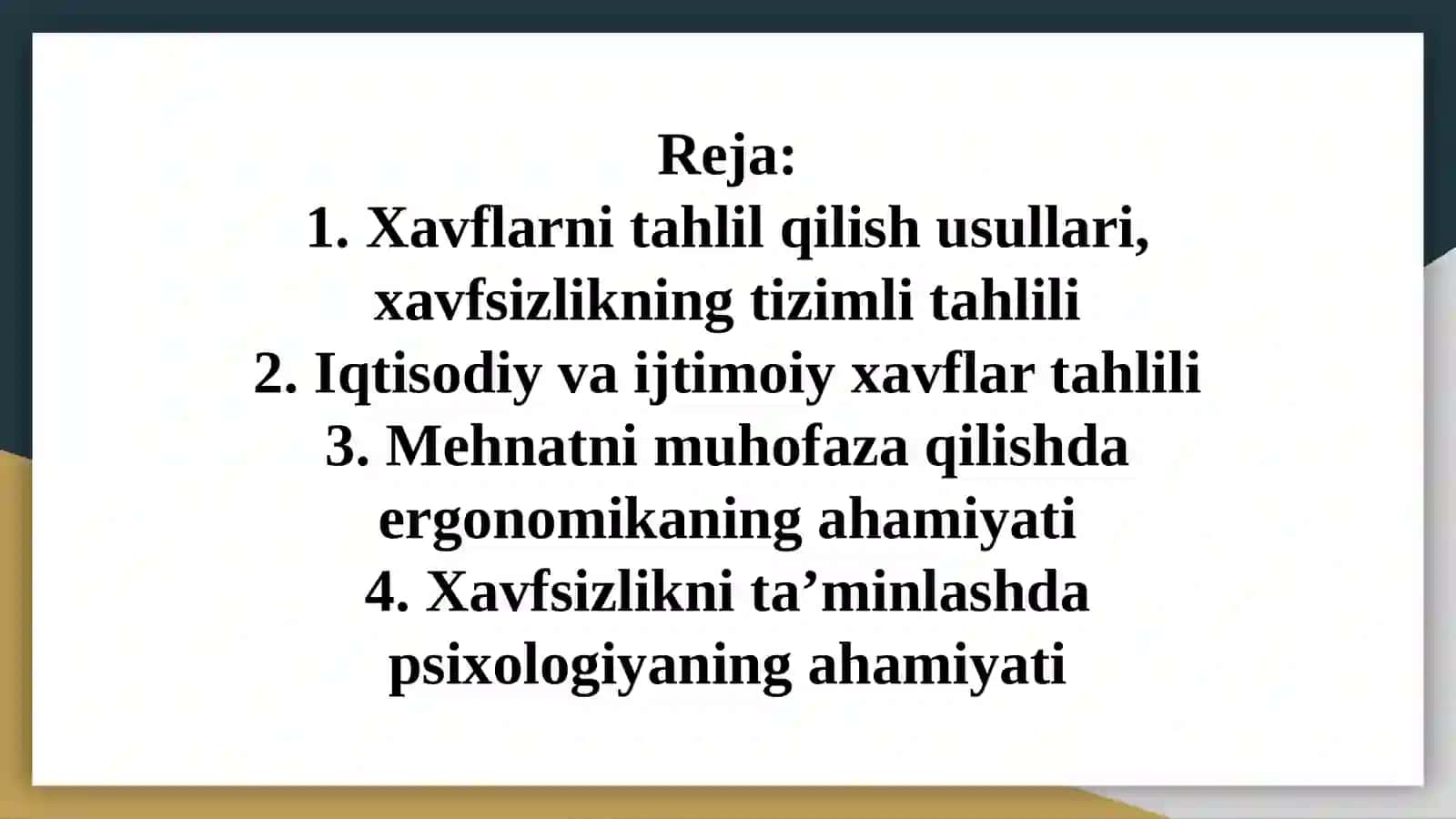 Iqtisodiy va ijtimoiy xavflarni tahlil qilish 2