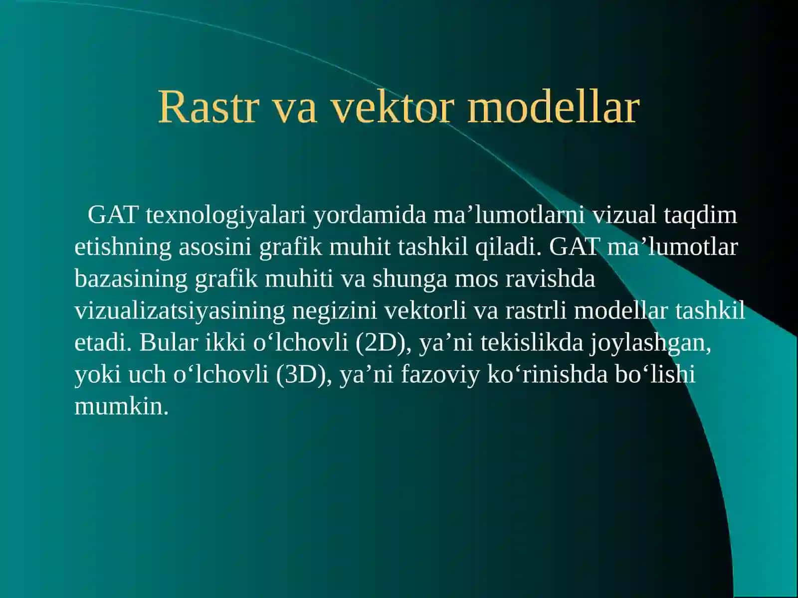 Fazoviyma’lumotlarmodellari 2