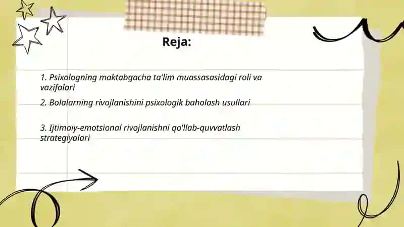 Psixologning maktabgacha talim muassasasidagi ishlari 2