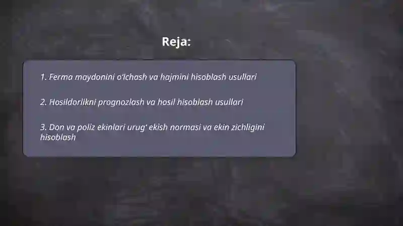 Fermalarni hisoblash usullari 2