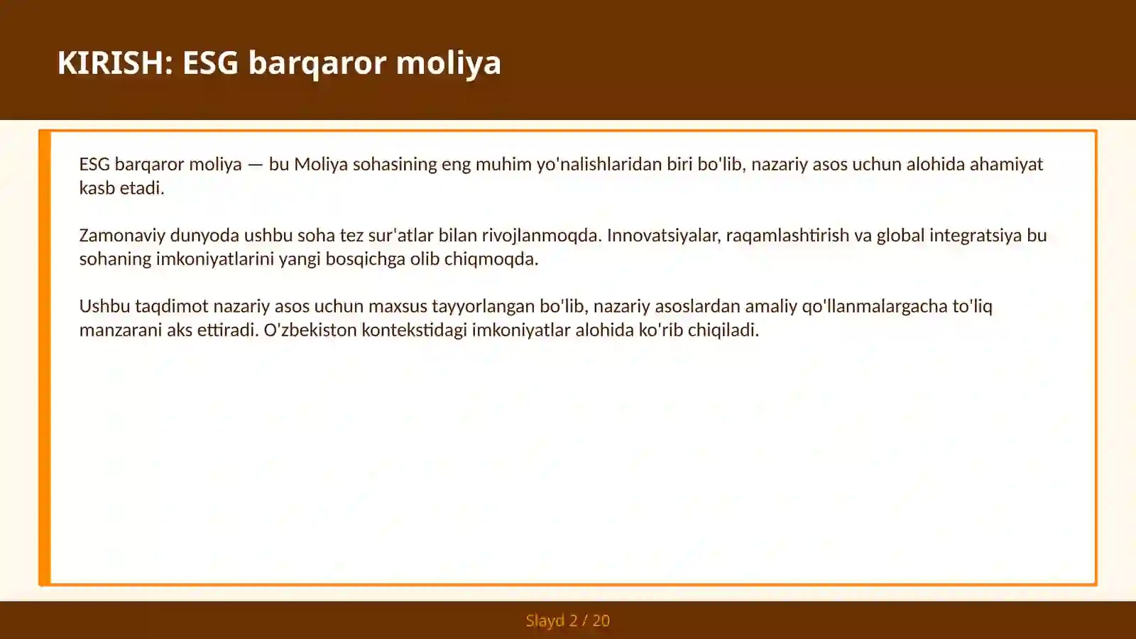 ESG barqaror moliya 2