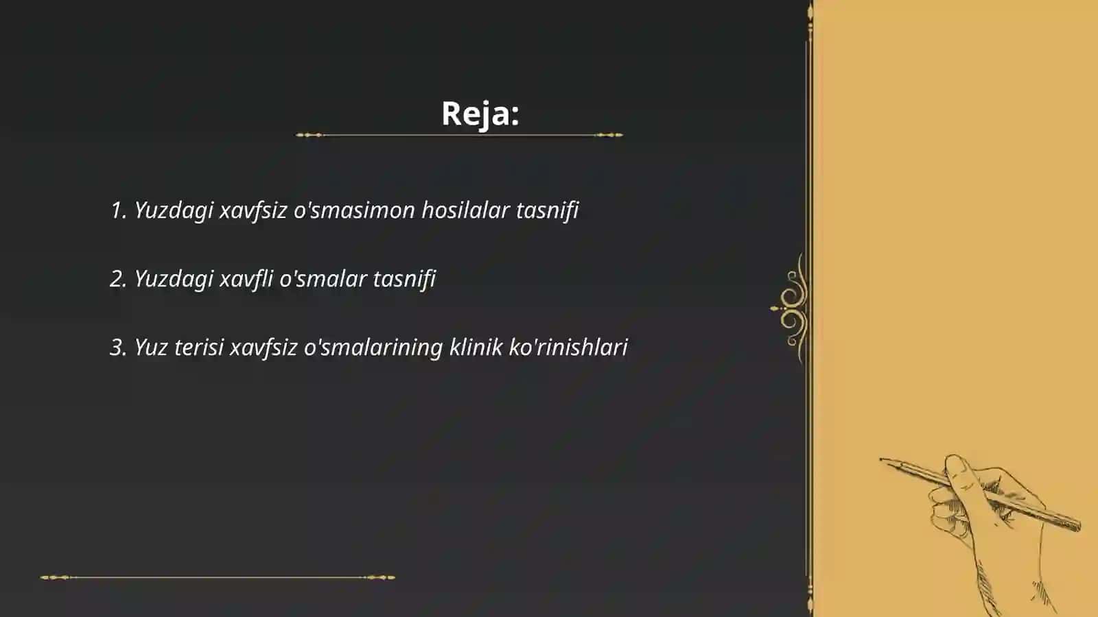 Yuzdag'i xavfsiz o'smasimon hosilalar tasnifi 2