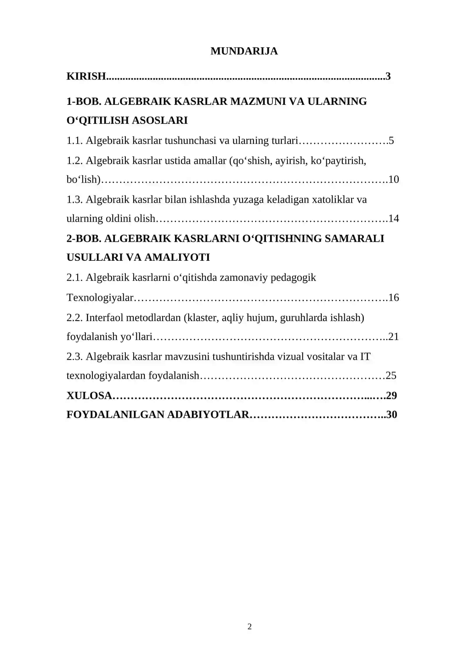 Umumtaʼlim maktablarda algebraik kasrlarni oʻqitish metodikasi 2