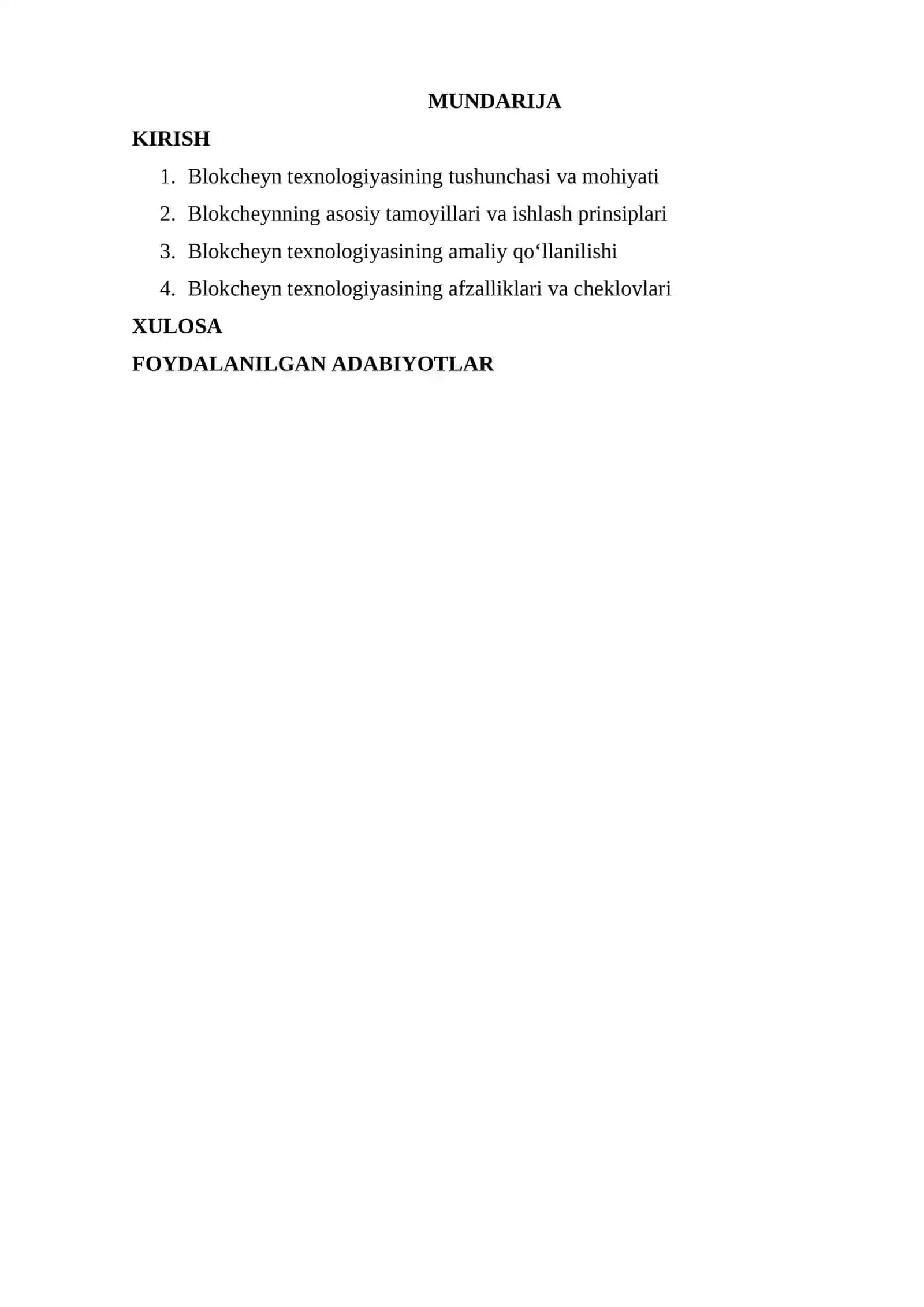 BLOKCHEYN TEXNALOGIYASI VA UNDAN FOYDALANISH YO'LLARI 2