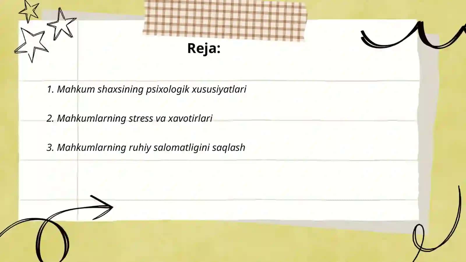 Mahkum psixologiyasi va resotsiallashtirish vazifalari 2