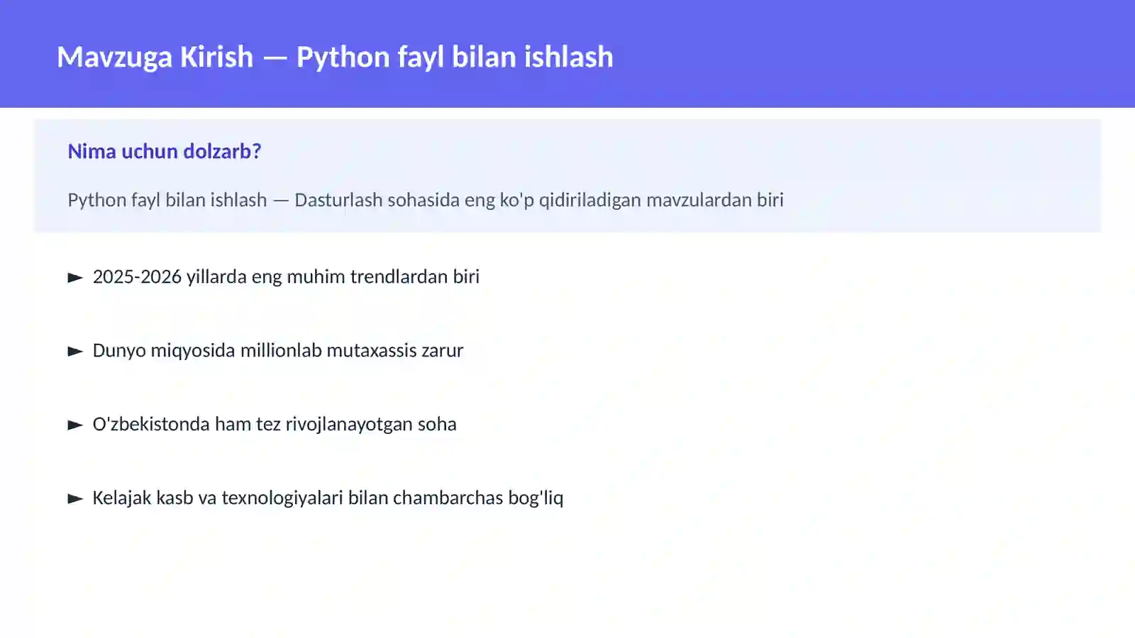 Python fayl bilan ishlash 2