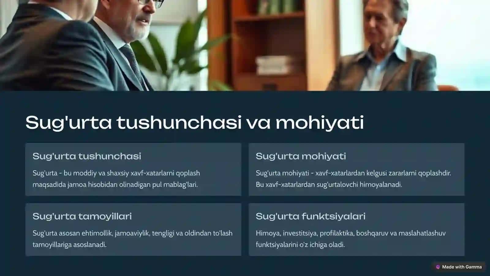 Sug'urta klassifikatsiyasi va shakllari 2