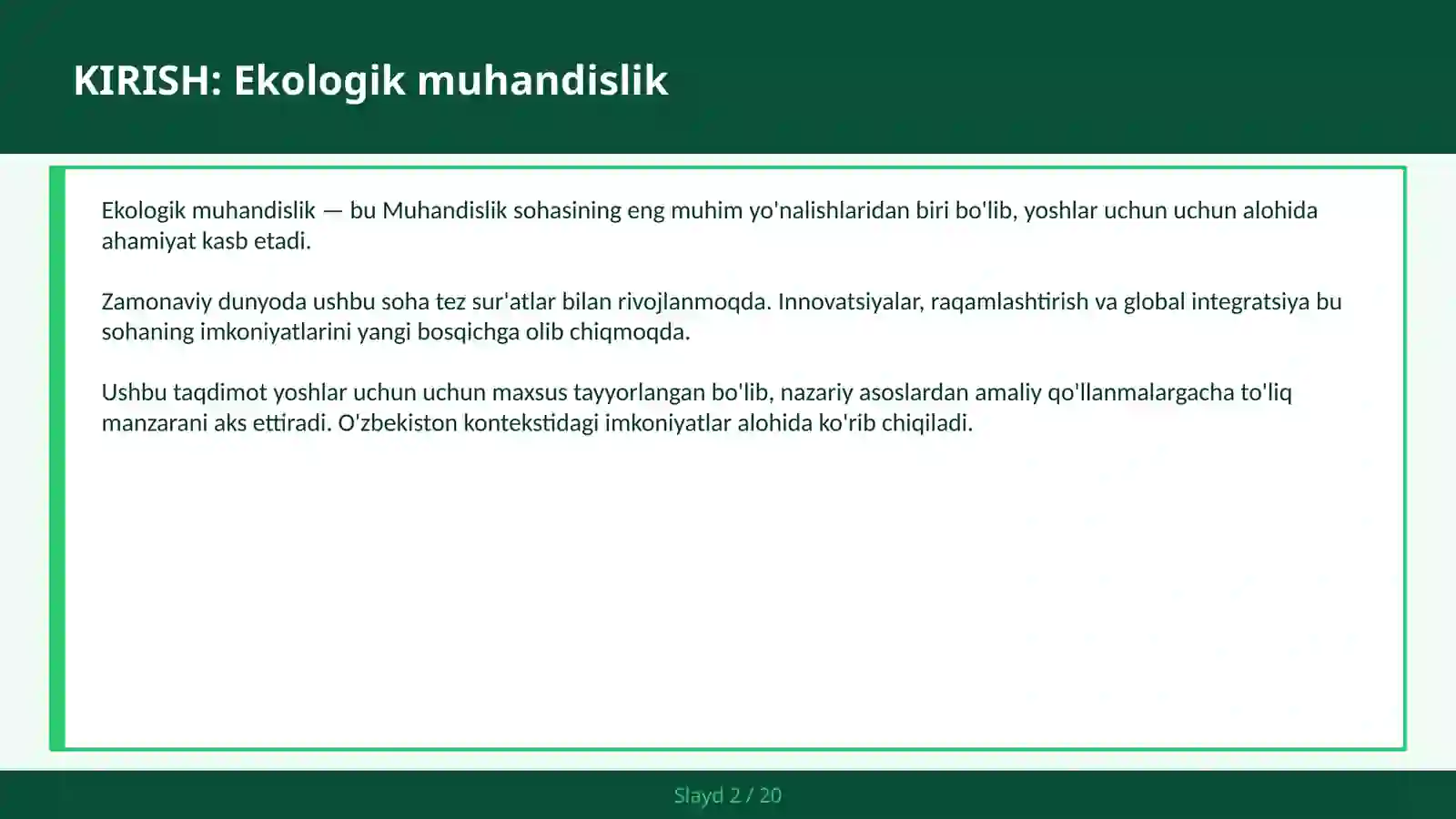 Ekologik muhandislik 2