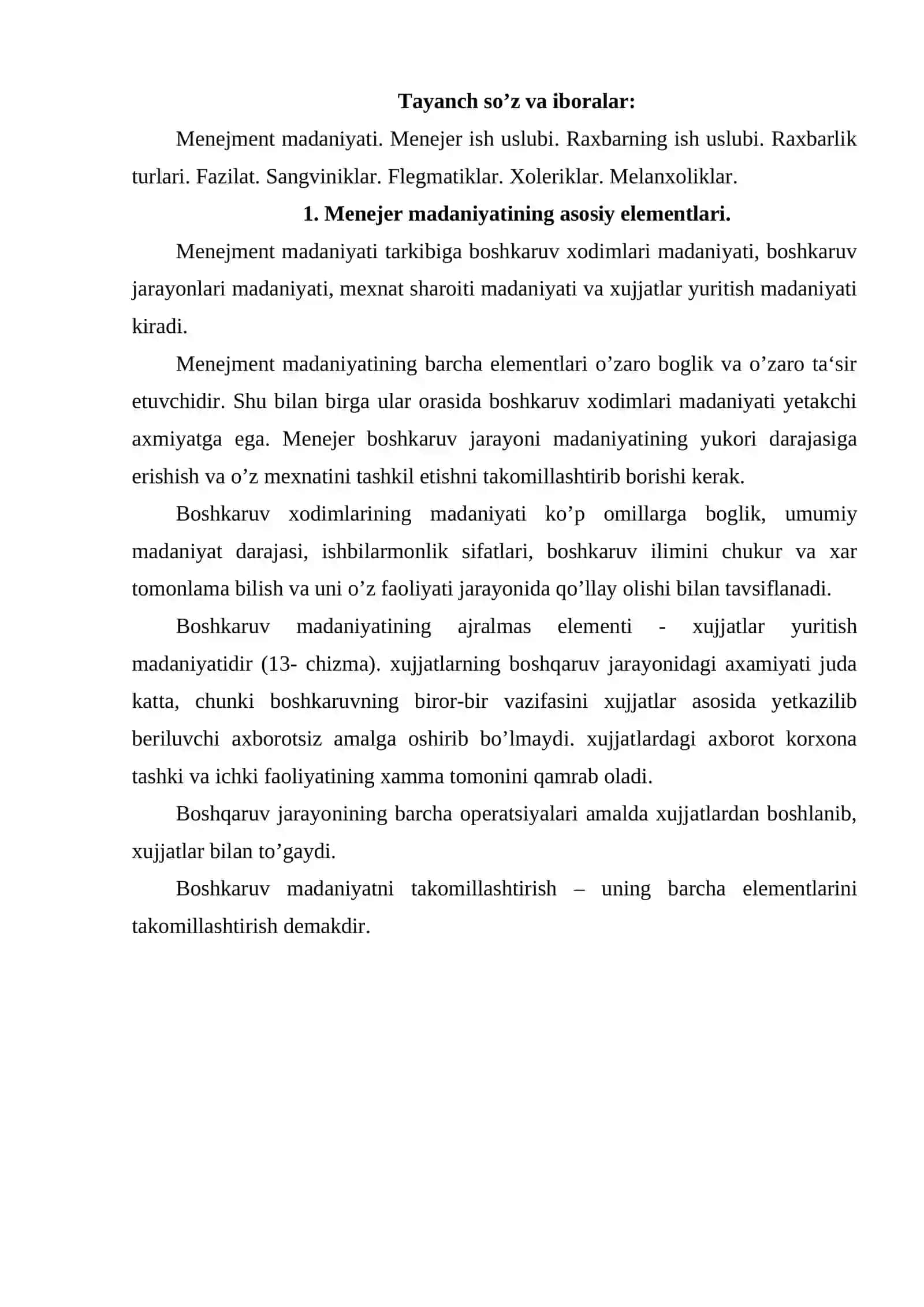 Menejer madaniyati va ish uslubi 2