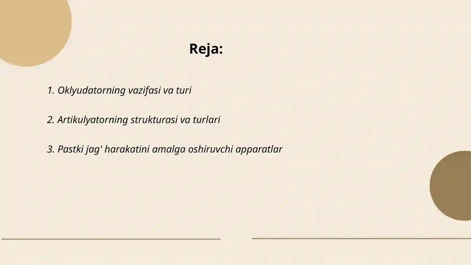 Ortopediya fani: Pastki jag' harakatini amalga oshiruvchi apparatlar( oklyudator, artikulyator) 2