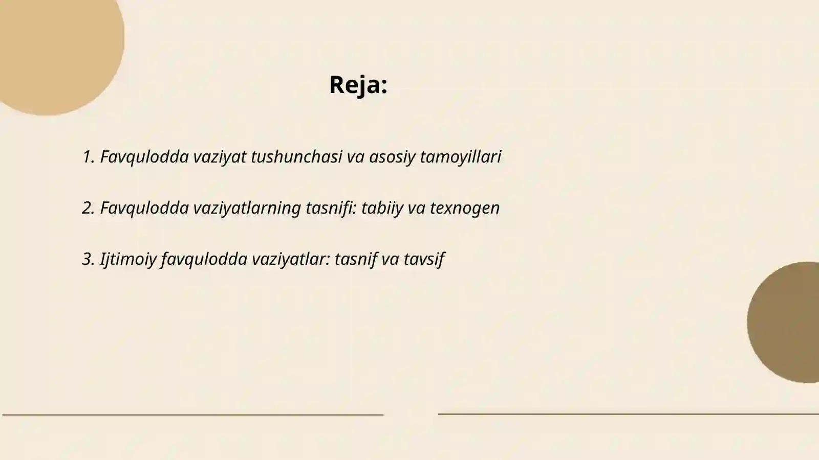 Favqulodda vaziyatlar, ularning tasnifi va tavsifi 2