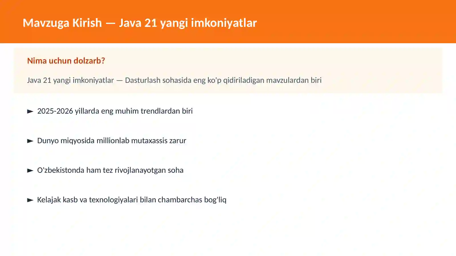 Java 21 yangi imkoniyatlar 2