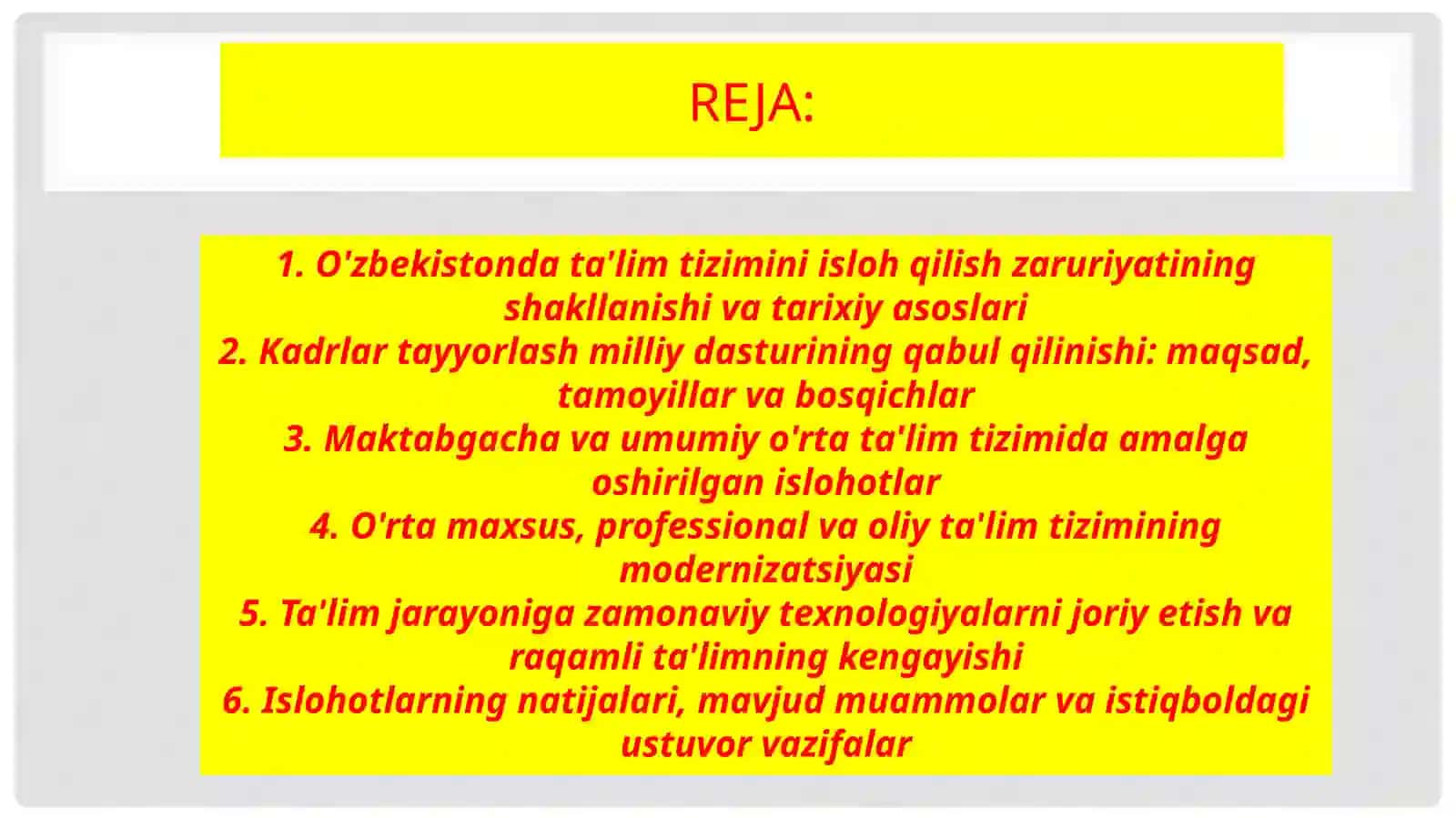 O'zbekistonda ta'lim tizimini islohqilish 2