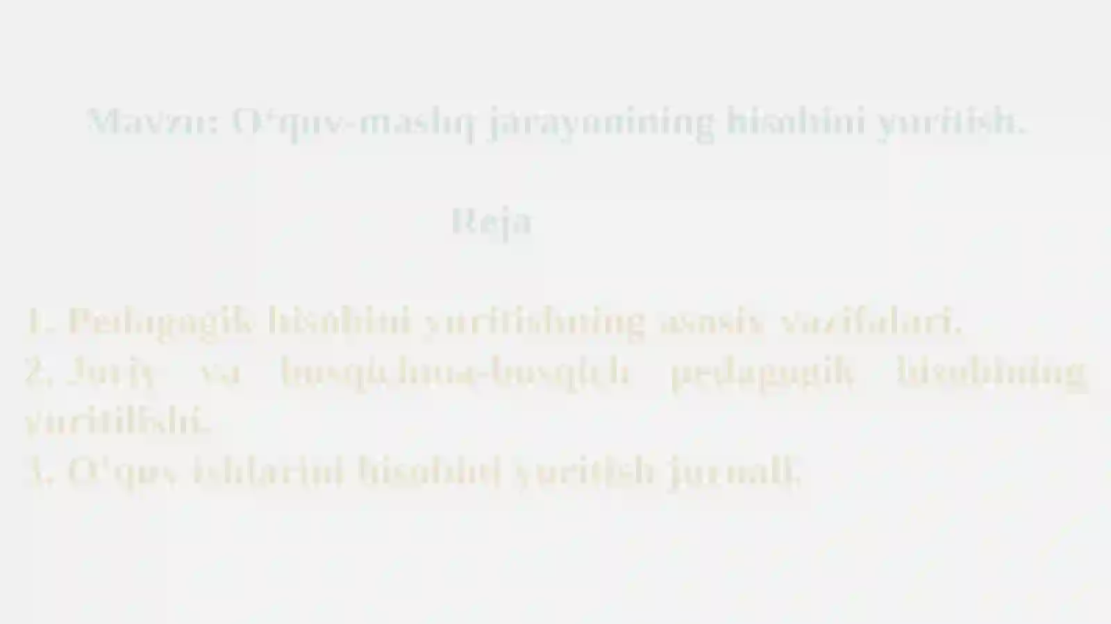 O‘quv-mashq jarayonining hisobini yuritish 2