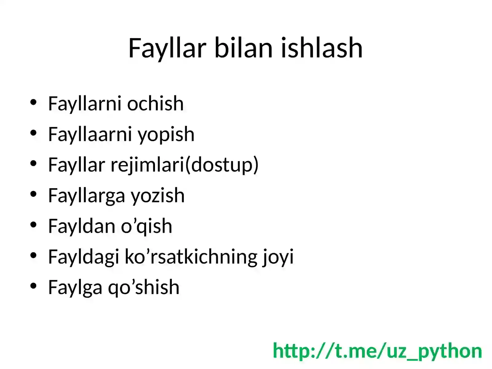 PYTHONda fayllar bilan ishlash 2