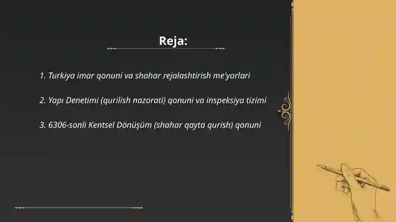 Turkiya qurilishi normativ hujjatlari va qonunlari 2