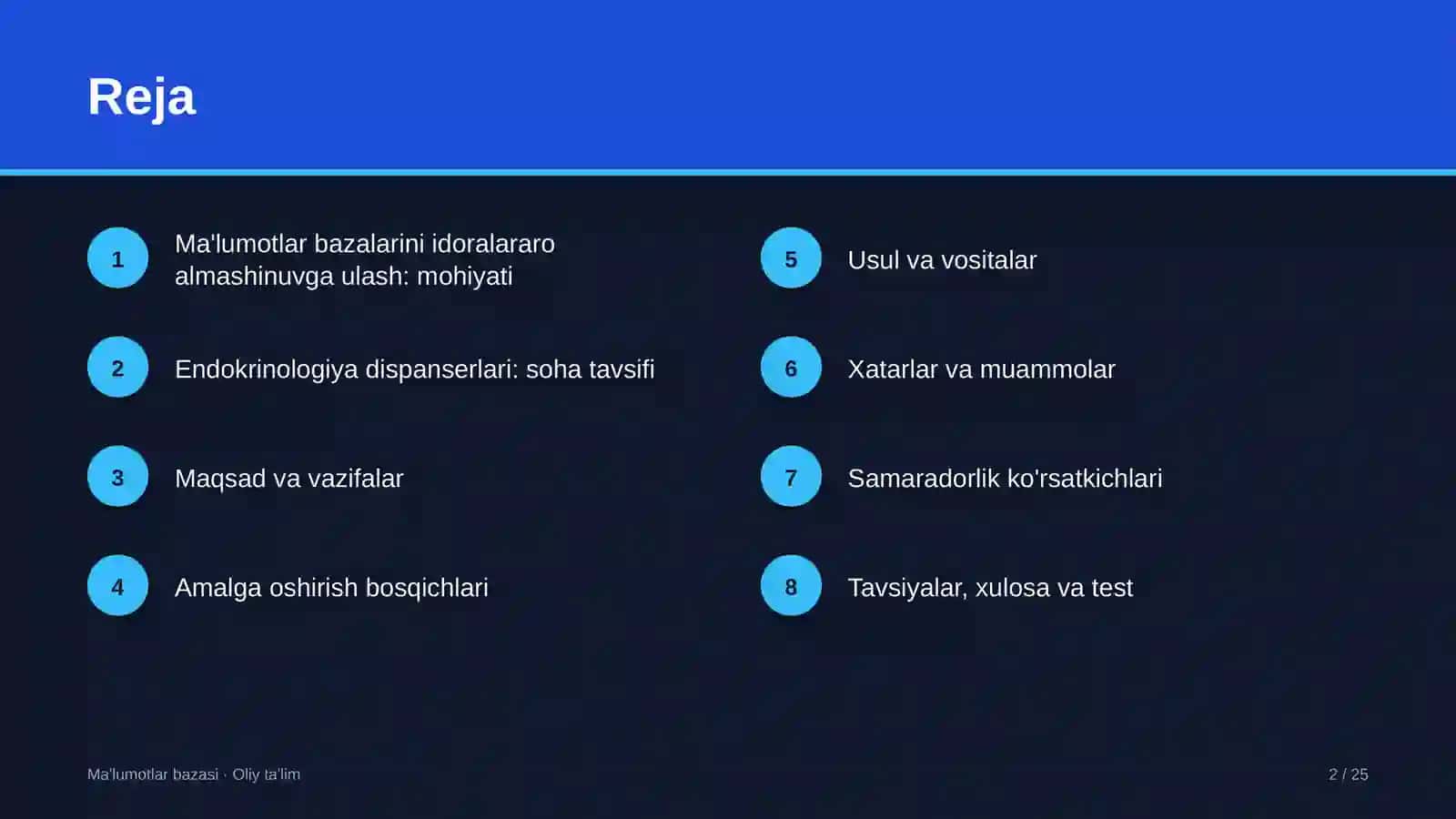 endokrinologiya dispanserlarida ma'lumotlar bazalarini idoralararo almashinuvga ulash 6272 2