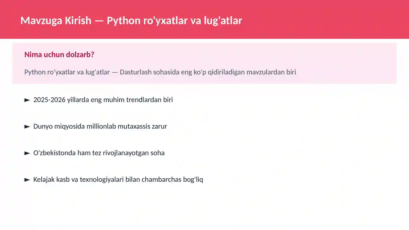 DASTURLASH | PYTHON DASTURLASH 2