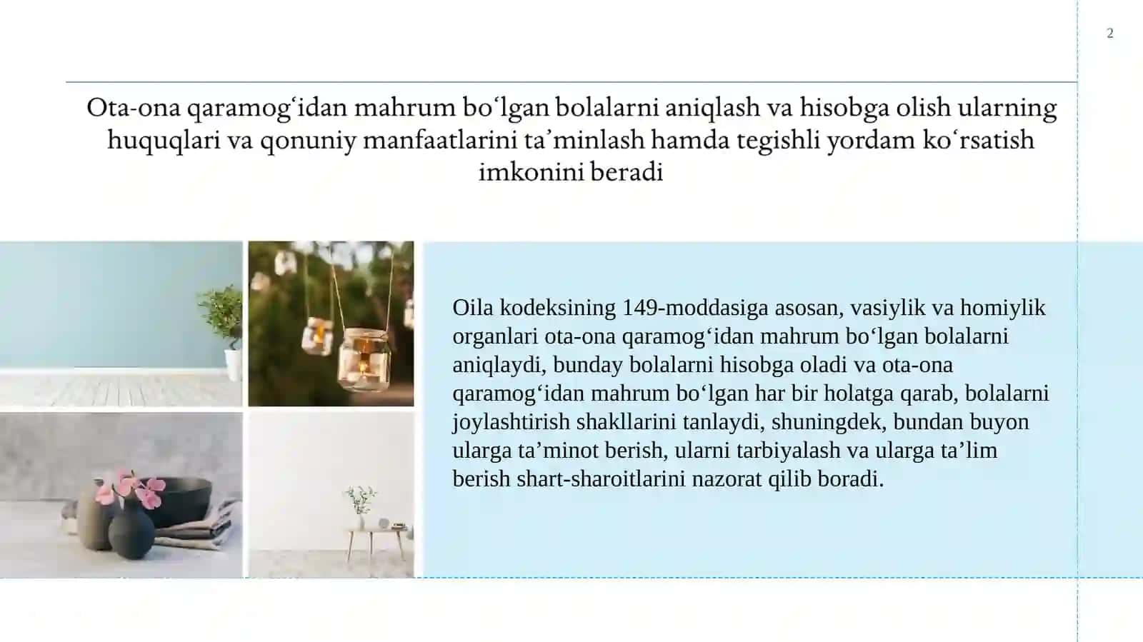 Vasiylik va homiylik soxasidagi munosabatlarni tartibga solish 2