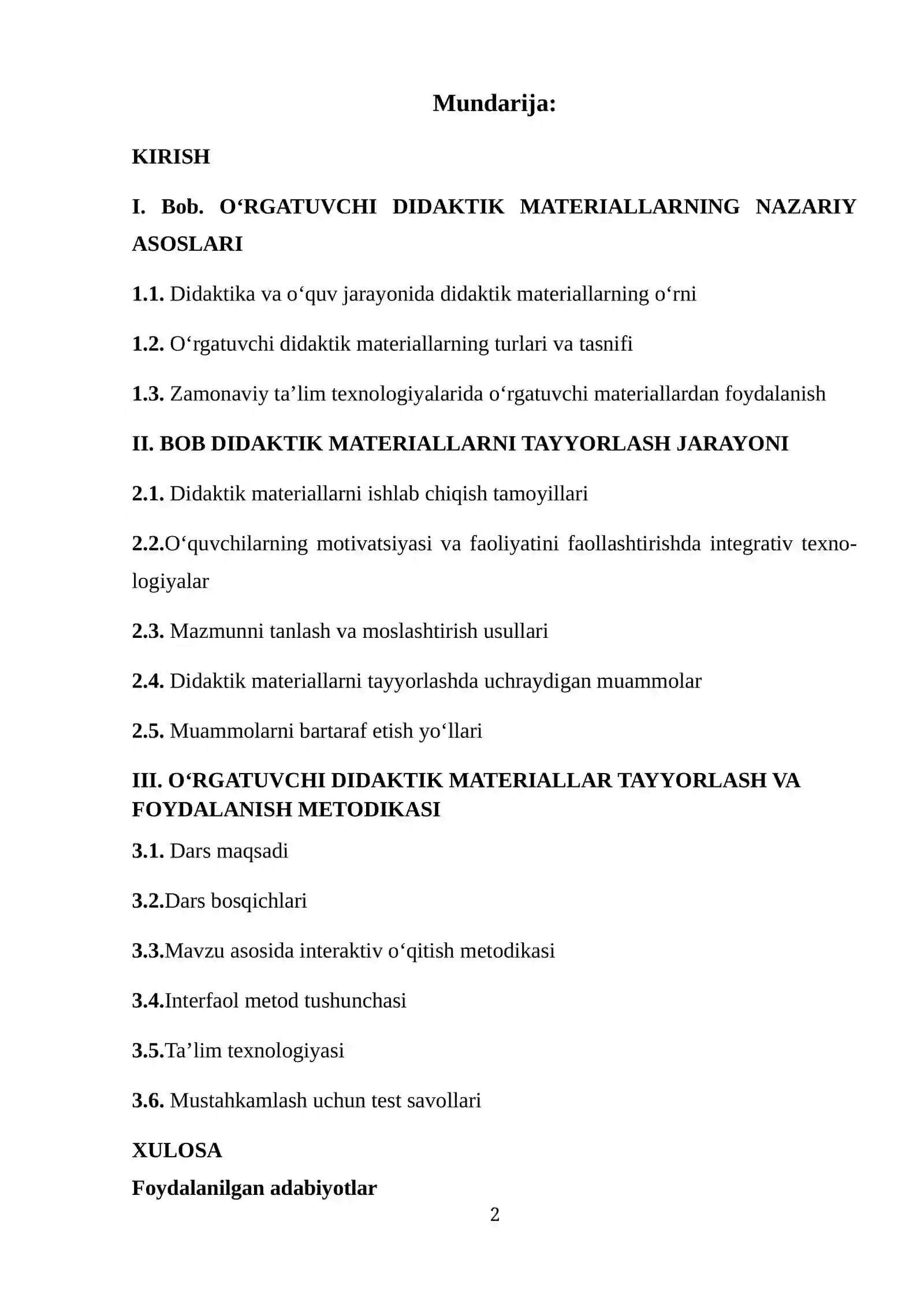 O‘RGATUVCHI DIDAKTIK MATERIALLAR TAYYORLASH VA FOYDALANISH METODIKASI 2