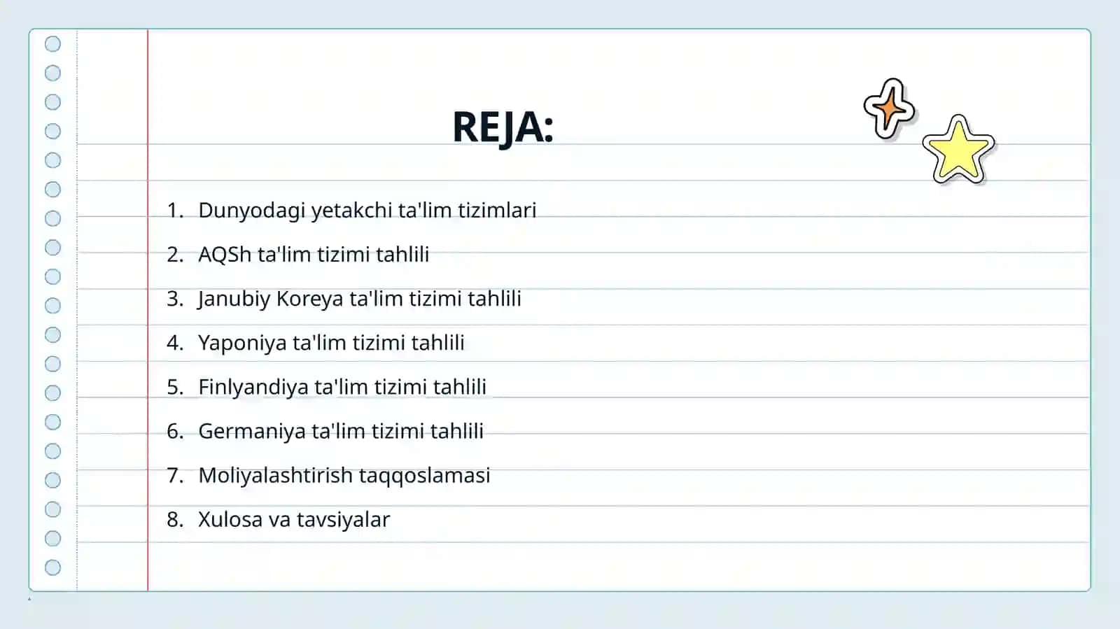 AQSh, Janubiy Koreya, Yaponiya, Finlyandiya va Germaniyada Ta'lim Tizimi 2