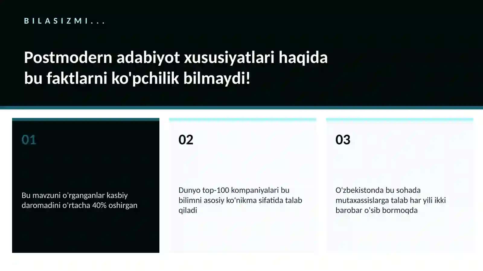 Postmodern adabiyot xususiyatlari 2