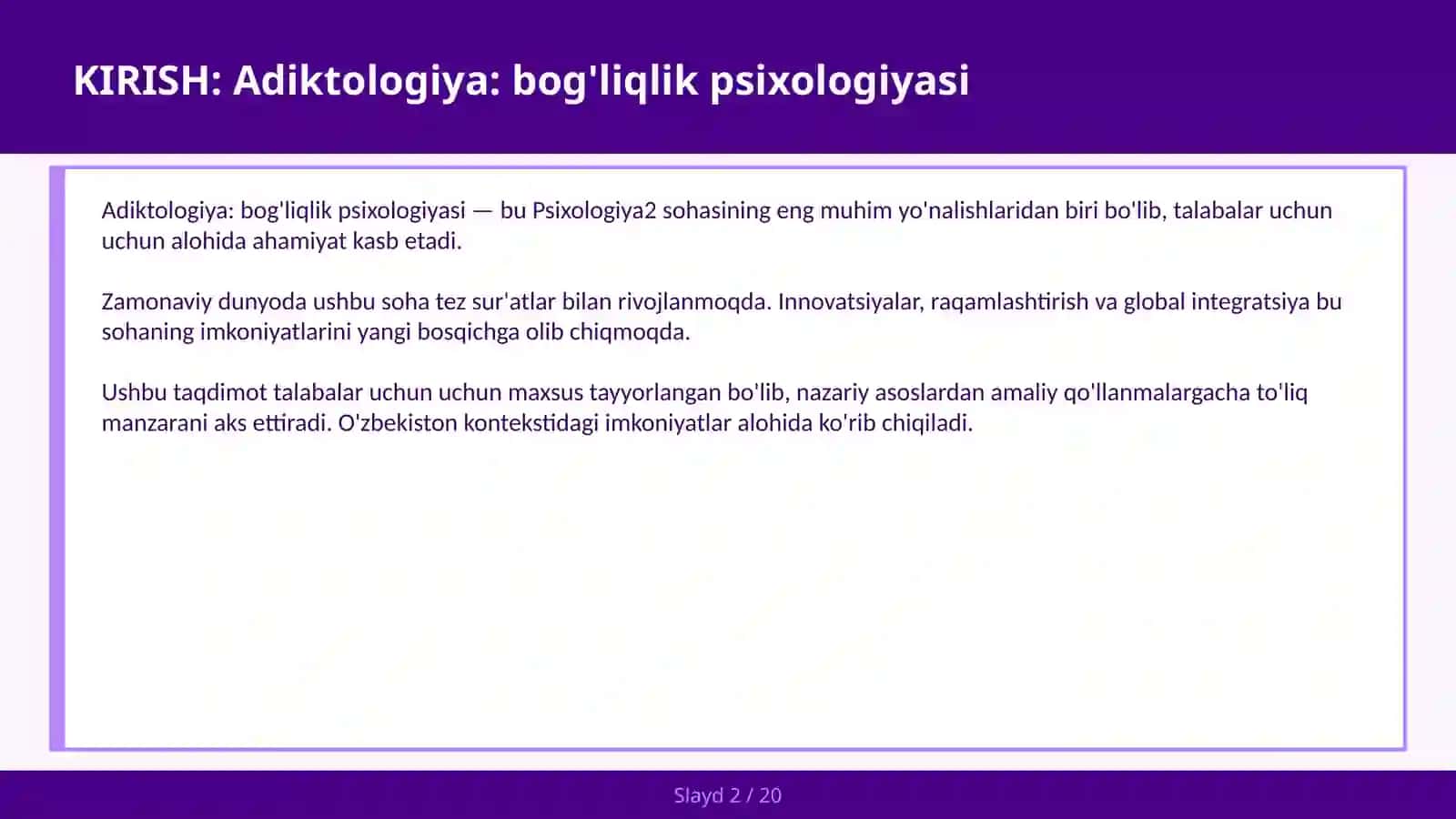 Adiktologiya: bog'liqlik psixologiyasi 2