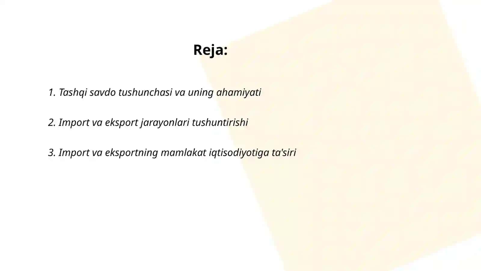 Tashqi savdoda tovarlar importi va eksportini statistik oʻrganish 2