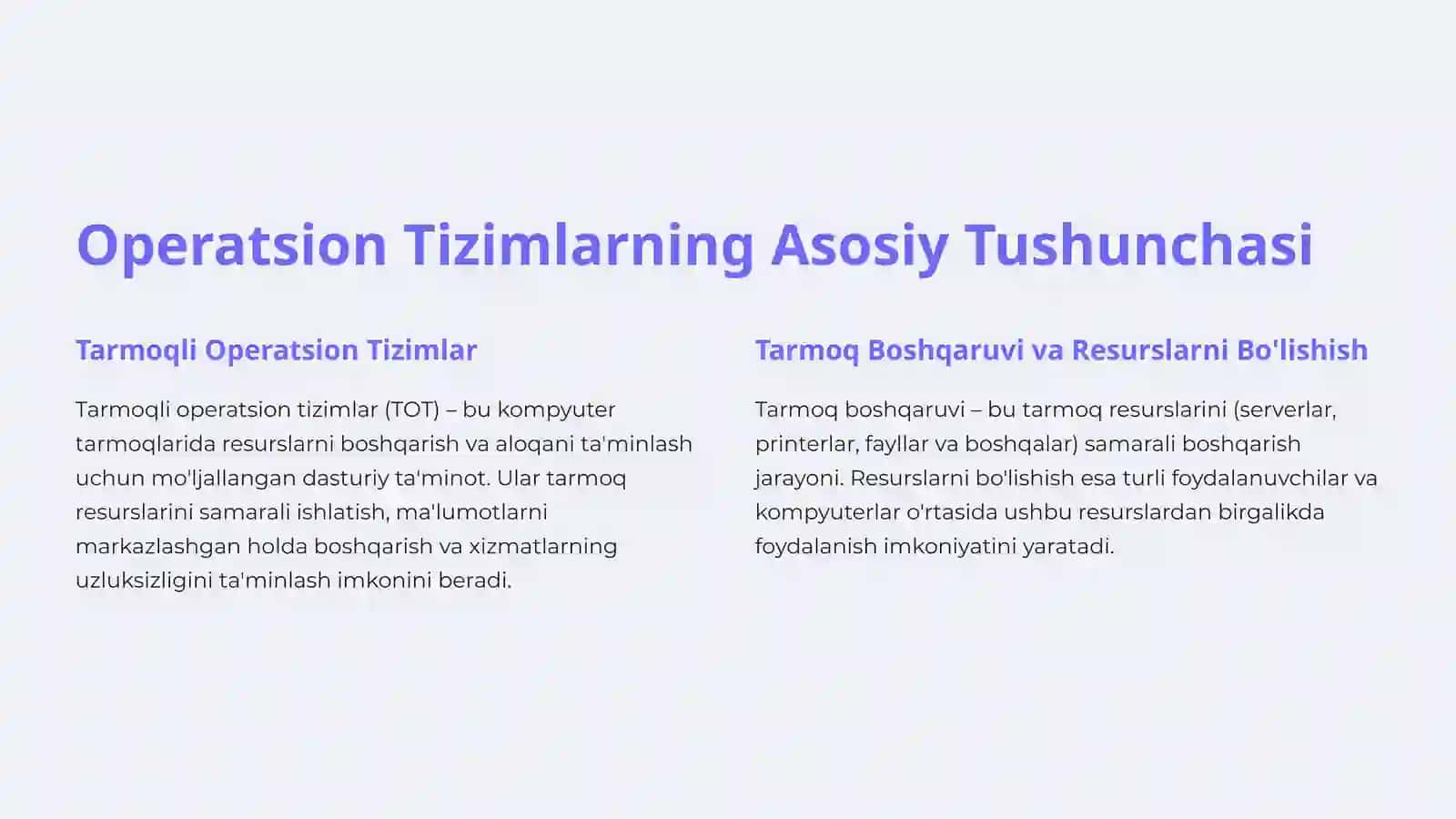 Tarmoqli Operatsion Tizimlar: Keng Ko'lamli Analiz 2