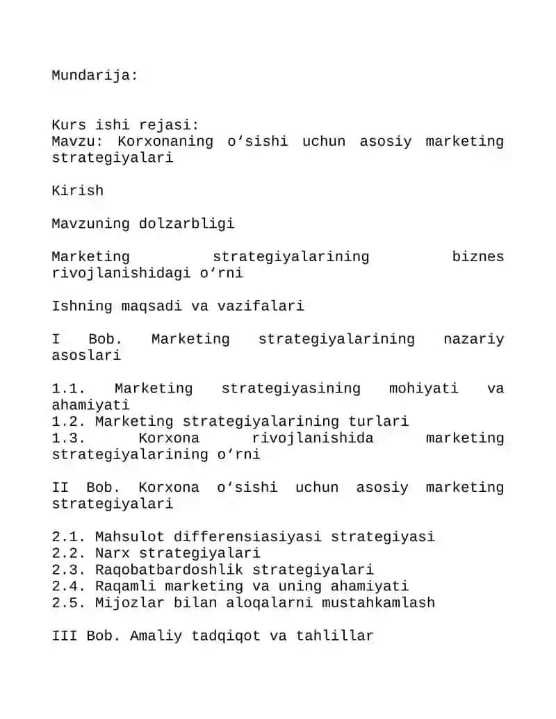 Korxonaning o‘sishi uchun asosiy marketing strategiyalari 2